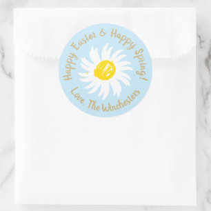 Happy Easter Spring bleek blauw schattig dagboek Ronde Sticker