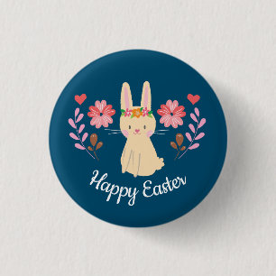 Happy Easter Spring Bunny Ronde Button 3,2 Cm