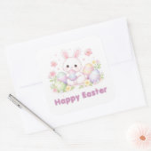 Happy Easter Spring Design - Cute Easter Bunny  Vierkante Sticker (Envelop)