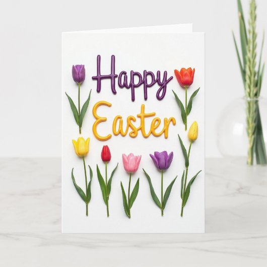 Happy Easter Spring Flower Card Kaart (Voorkant)