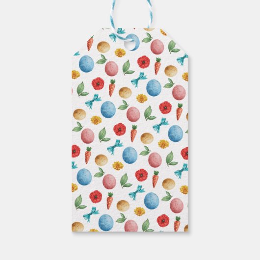 Happy Easter Spring Tulip Blue Ribbon Cadeaulabel (Achterkant)