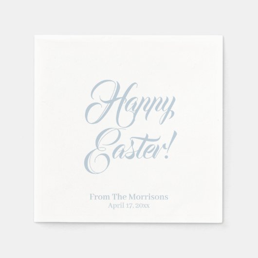 Happy Easter-stoffige blauwe aangepaste script ele Servet (Voorkant)