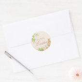 Happy Easter Sweet Bunny Waterverf Bloemen Ronde Sticker (Envelop)