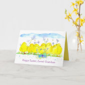 Happy Easter Sweet kleinzoon Kippen Custom Kaart (Gele Bloem)