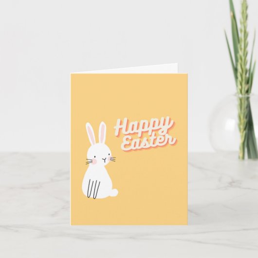 Happy Easter-tekst met bunny oranje Bedankkaart (Voorkant)