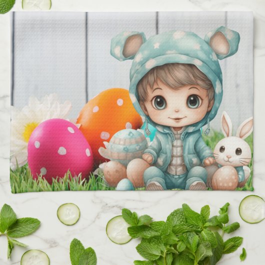 Happy Easter Theedoek (Gevouwen)