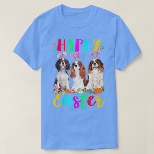 Happy Easter Three Cavalier King Chales Spaniel Bu T-shirt (Design voorkant)