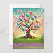 Happy Easter Tree Holiday Briefkaart (Voorkant / Achterkant)