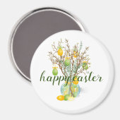 Happy Easter Tree, schattig Classic Round Magnet Magneet (Voorkant / Achterkant)