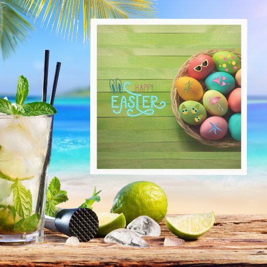 Happy Easter Tropical Beach Coastal Home Decor Servet
