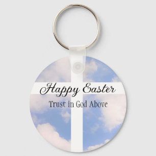 Happy Easter Trust in God Blue en White Sleutelhanger