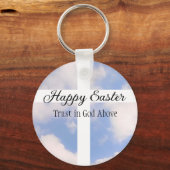 Happy Easter Trust in God Blue en White Sleutelhanger (Voorkant)