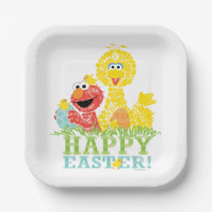 Happy Easter uit Elmo en Big Bird Papieren Bordje