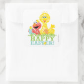 Happy Easter uit Elmo en Big Bird Vierkante Sticker (Tas)