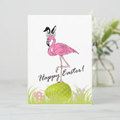 Happy Easter uit Florida Flamingo Bunny Ears Feestdagenkaart (Staand voorkant)