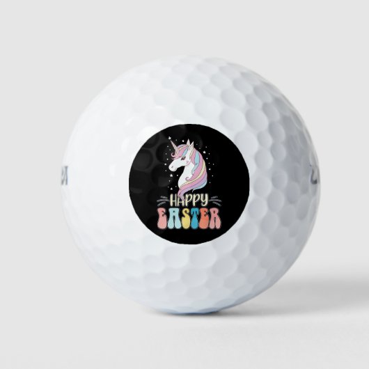 Happy Easter Unicorn Bunny Rabbit Eggs Golfballen (Voorkant)