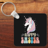 Happy Easter Unicorn Bunny Rabbit Eggs Sleutelhanger (Voorkant)