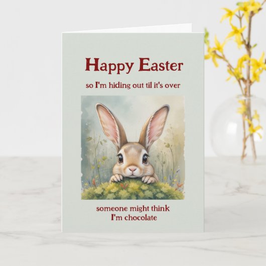 Happy Easter verbergt Big Eared Rabbit Kaart (Gele Bloem)