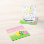 Happy Easter Vierkante Kartonnen Onderzetter (Insitu)