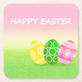 Happy Easter Vierkante Kartonnen Onderzetter (Voorkant)