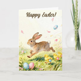 Happy Easter Vintage Bunny Spring Illustration Kaart