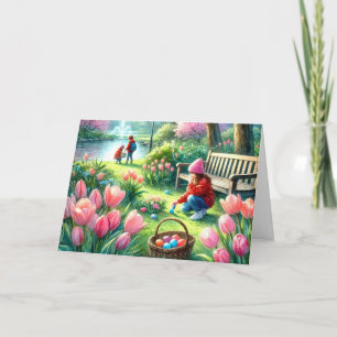 Happy Easter voor kinderen Gevouwen Wenskaart Kaart