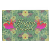 Happy Easter w/Bunnies Floral Green Kussensloop (Voorkant-Rechts)