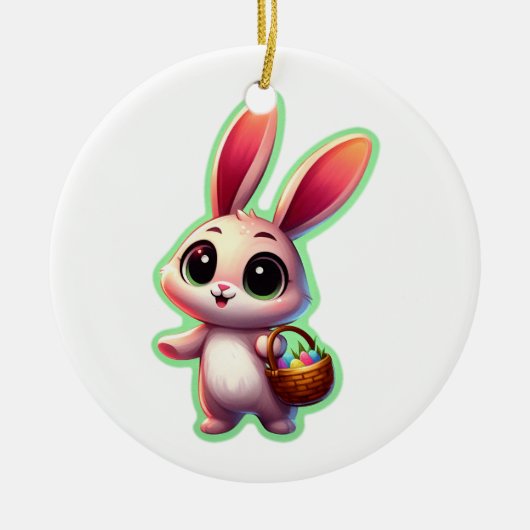 Happy Easter Watercolor Bunny Keramisch Ornament (Voorkant)