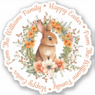Happy Easter waterverf Bloemen Leuk Konijntje sina Sticker