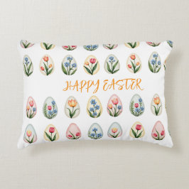 Happy Easter Waterverf Bloemeneieren Accent Kussen