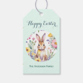 Happy Easter Waterverf Bunny Mint Green Cadeaulabel (Voorkant)