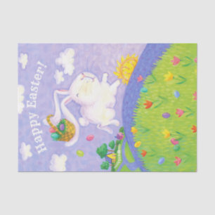 Happy Easter Waterverf Bunny Rabbit Eggs Basket Tissuepapier