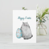 Happy Easter Waterverf Cat Feestdagenkaart (Staand voorkant)