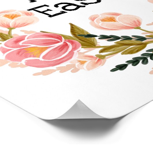 Happy easter waterverf floral wreate poster (Hoek)