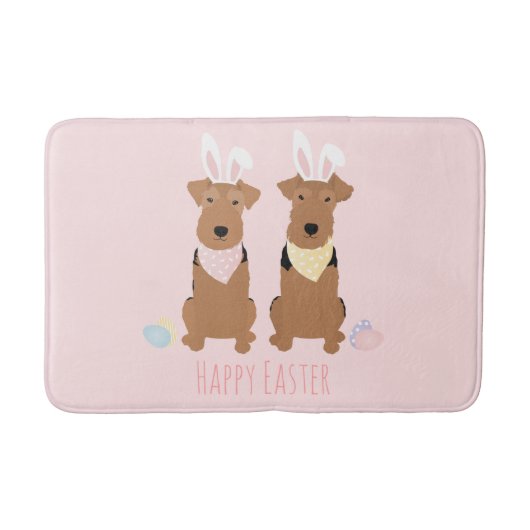 Happy Easter Welsh Terriers Dogs Bunny Ears Badmat (Voorkant)