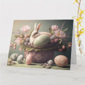 Happy Easter wenst pastelafbeelding Kaart (Gele Bloem)
