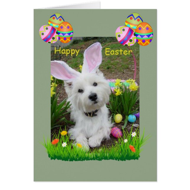 Happy Easter Westie Kaart (Voorkant)