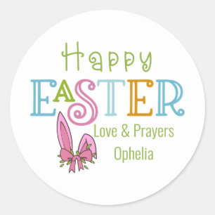 Happy Easter Whimsical Typografie en Bunny Ears Ronde Sticker