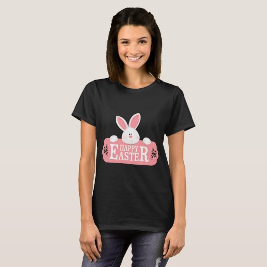 Happy Easter White Bunny T-shirt (Voorkant volledig)