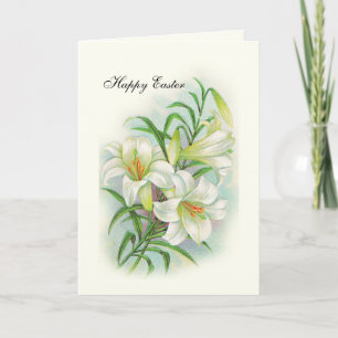 Happy Easter White Lelies Wishing Joy Feestdagen Kaart