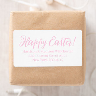 Happy Easter white roze script Return Address Etiket