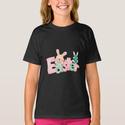 Happy Easter Wishes - Funny Bunny Kisses T-shirt (Voorkant)