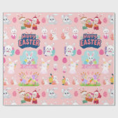 Happy Easter Wishes - Pattern Funny Bunny Easter Cadeaupapier (Vlak)
