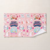 Happy Easter Wishes - Pattern Funny Bunny Easter Handdoek (Handdoek)