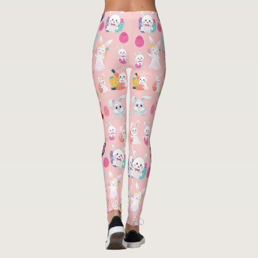 Happy Easter Wishes - Pattern Funny Bunny Easter Leggings (Achterkant)