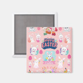 Happy Easter Wishes - Pattern Funny Bunny Easter Magneet (Voorkant / Achterkant)