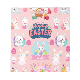 Happy Easter Wishes - Pattern Funny Bunny Easter Notitieblok