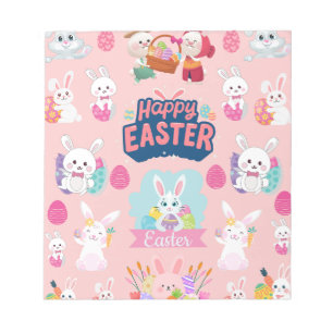Happy Easter Wishes - Pattern Funny Bunny Easter Notitieblok
