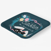 Happy Easter Wreath, Black Cat met bunny ears Papieren Bordje (Gebogen)