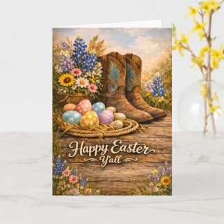Happy Easter Y’all Boots & Wildflowers Card Kaart